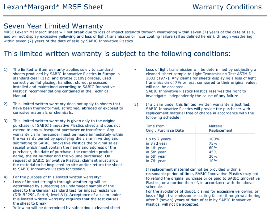 MR5E warranty